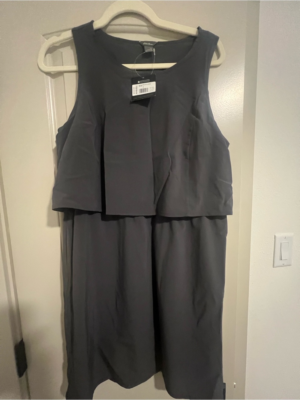 Eddie Bauer Sleeveless Layered Midi Dress in Charcoal